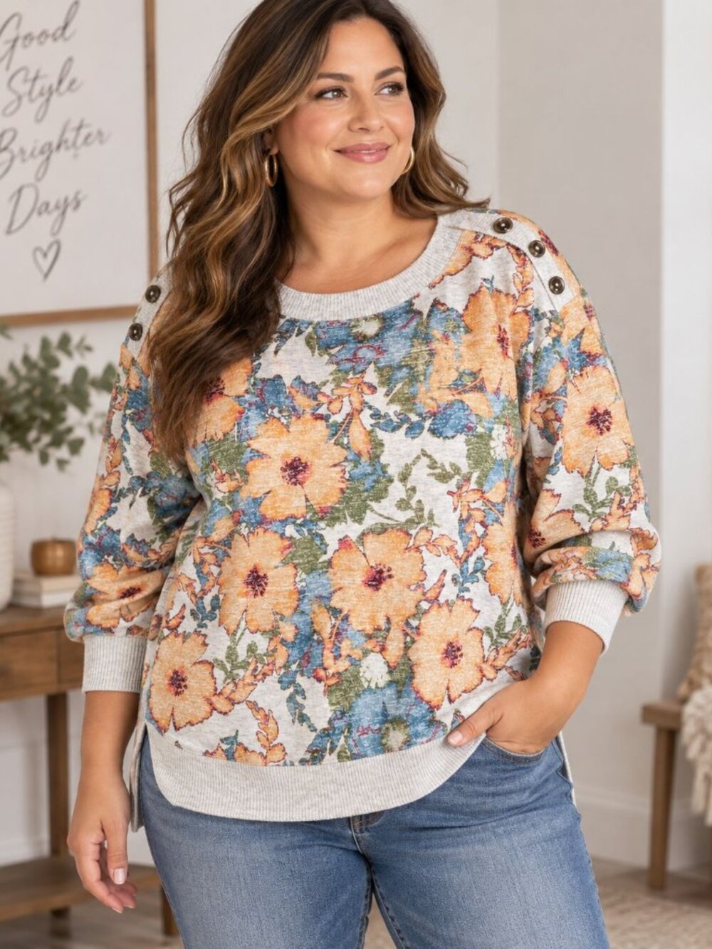 Westbound Plus Size Floral Pullover 1X NWT Cottagecore Boho Tunic Top